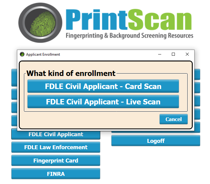 ServiceConnect - PrintScan - FDLE Civil Applicant