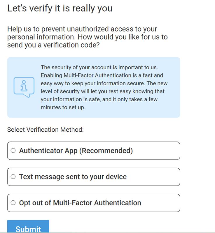 ServiceConnect - Candidate Hub - Resetting your Verification Method