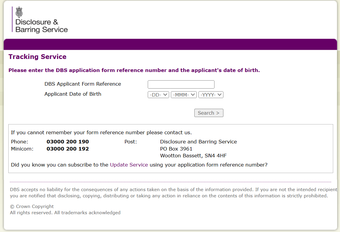 ServiceConnect - DBS Application Tracking Guide (UK & Scotland)